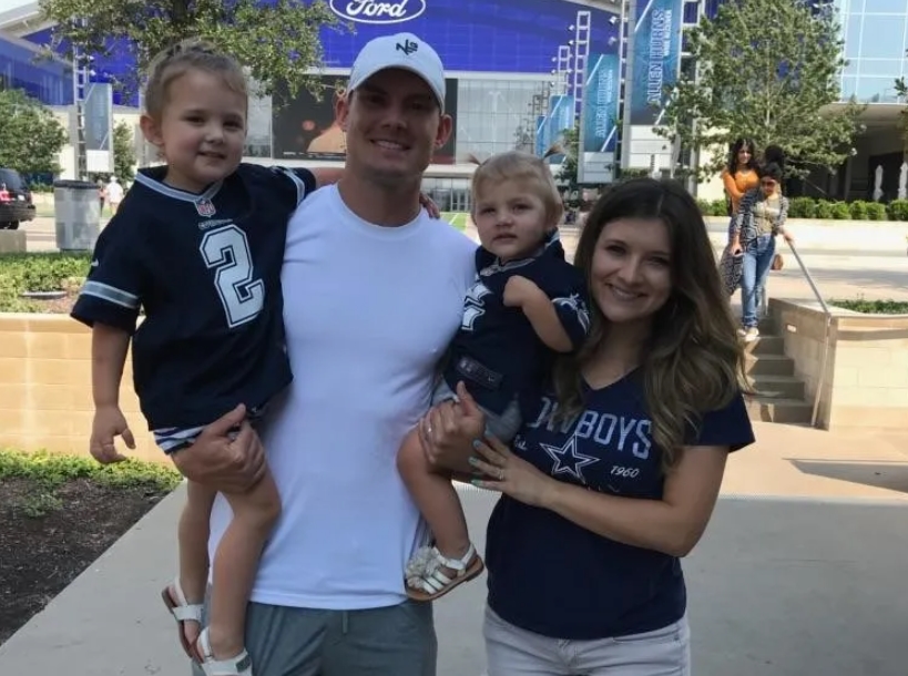 Brett Maher with his wife and their kids