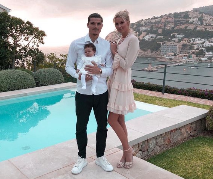 Marcel Sabitzer with his girlfriend, Katja Kuehne and their daughter Mary