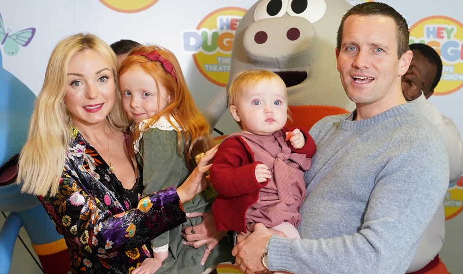 Helen George and her partner Jack Ashton with their kids