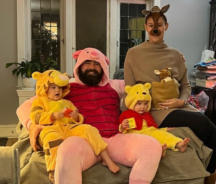 Jason Kelce with his wife and their kids