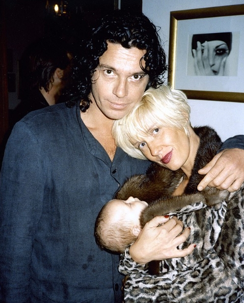 Michael Hutchence with his partner, Paula and their daughter, Tiger Lily