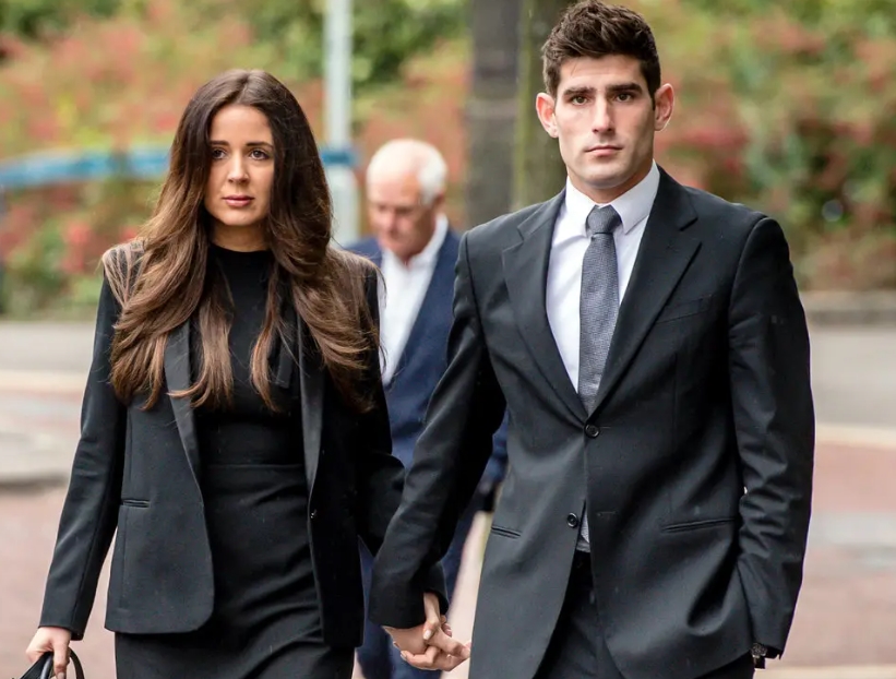 Ched Evans, a Welsh soccer player, and his wife, Natasha Massey