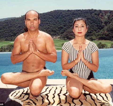 Rajashree Choudhury and her ex-husband Bikram Choudhury performing Yoga. 