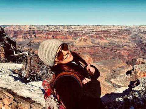 Actress, Melia Kreiling giving a pose while visiting Grand Canyon, Arizona.
