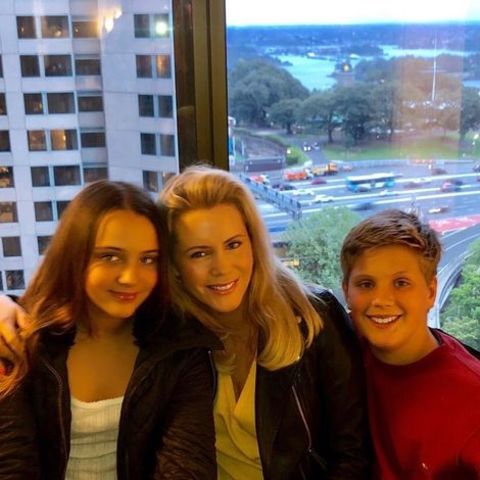 Sophie Falkiner giving a pose with her children, Isabella Grace Thomas and Jack Aston Thomas.