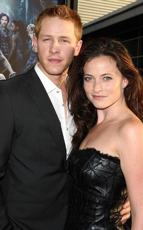 Lara Pulver giving a pose along with her ex-husband, Josh Dallas.