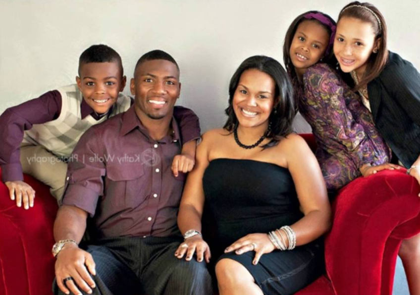 Ryan Clark with his wife and kids
