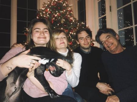 Peter Gallagher with his wife and kids