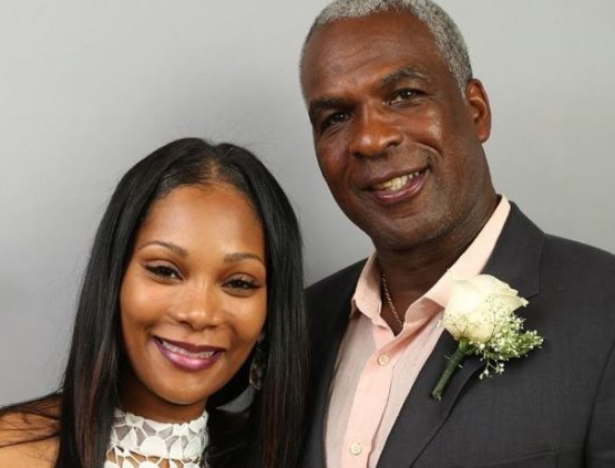 Charles Oakley with his wife, Angela Reed