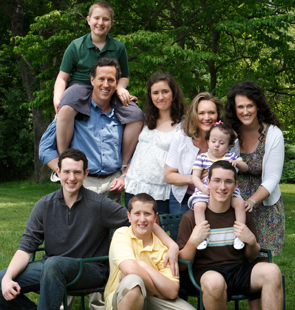 Rick Santorum with his wife, Karen and their kids