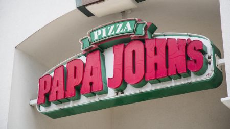 The logo of Papa John's Pizza
