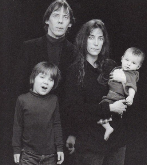 Patti Smith with her husband, Fred Smith and their kids