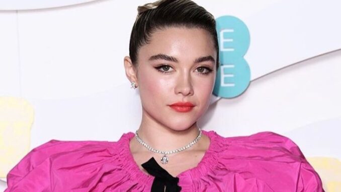 Florence Pugh in a pink dress