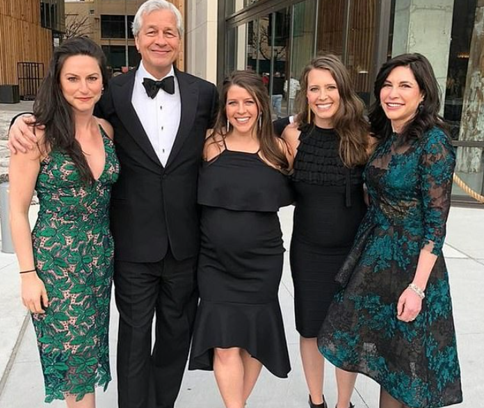 Jamie Dimon with his wife and daughters