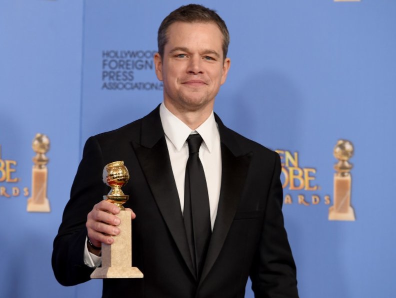 Matt Damon with Golden Globe Award
