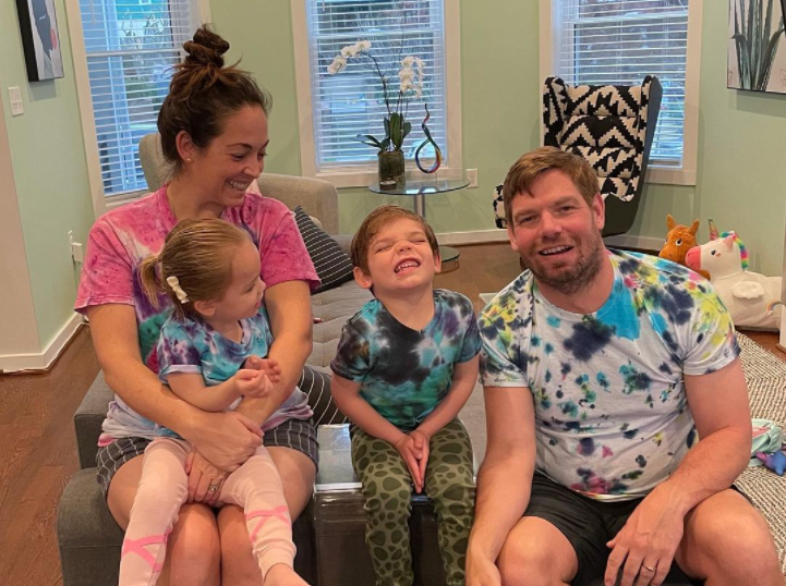 Eric Swalwell with his wife and kids