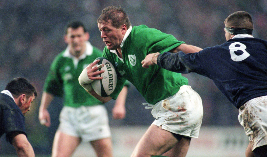 Neil Francis playing rugby for Ireland rugby team in 1996
