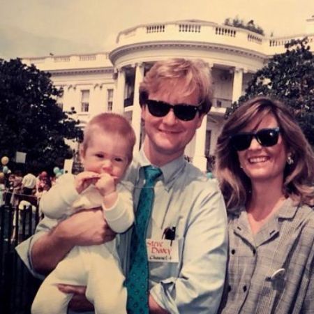 Kathy Gerrity with her husband and son in front of the White House