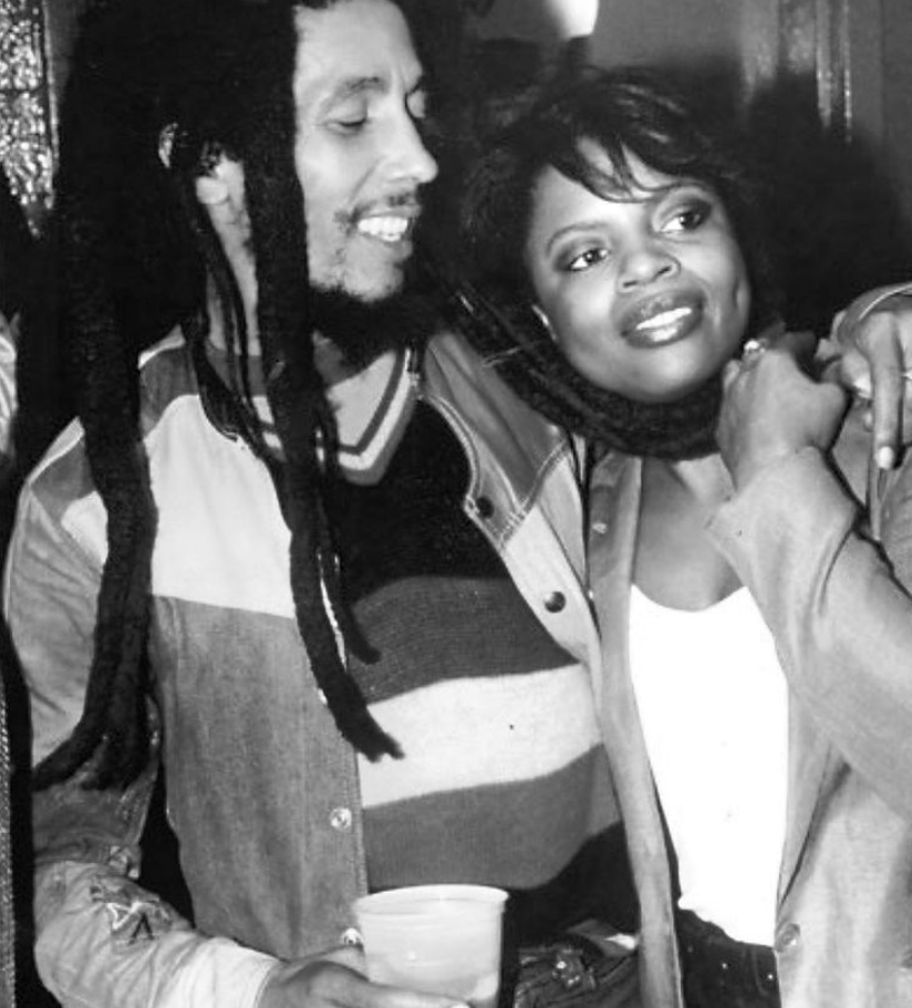 Sarah Dash with singer, Bob Marley