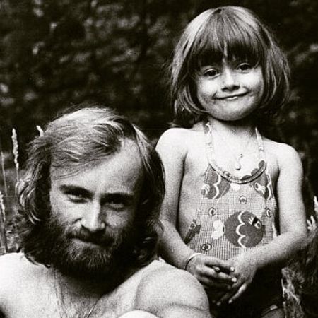   Joely Collins with her father, Phil Collins, in her childhood days.