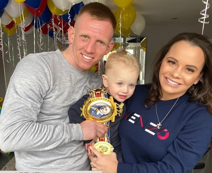 Ted Cheeseman with his girlfriend, Jenna O'Reilly and their son