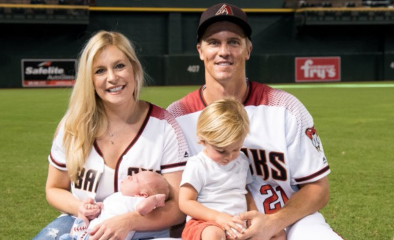 Zack Greinke with his wife, Emily Kuchar and their sons
