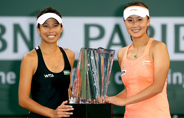 Peng Shuai with her tennis partner, Hsieh Su-wei