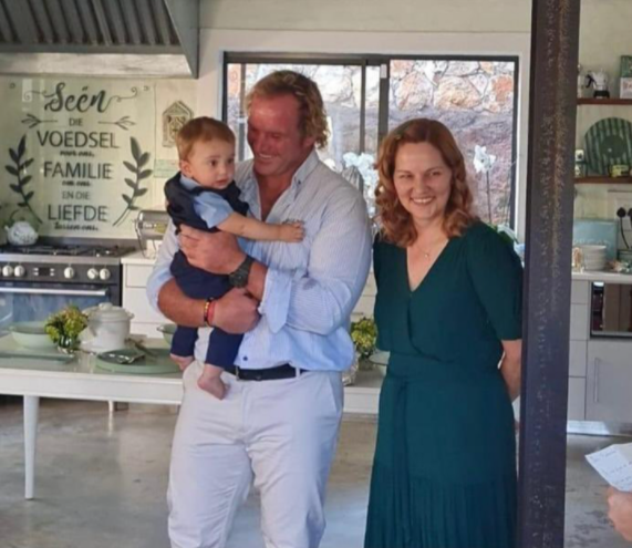 Jannie du Plessis with his wife, Ronel and their one year old son