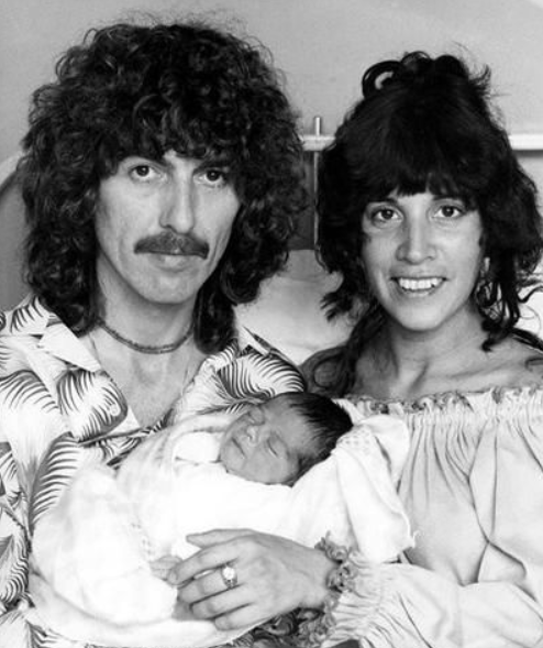 George Harrison with his wife, Olivia Trinidad and their son