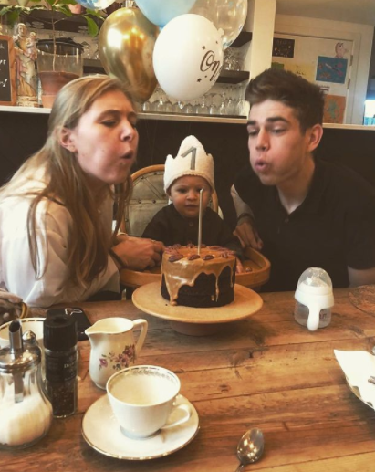 Wout van Aert c elebrating his son's birthday with his spouse