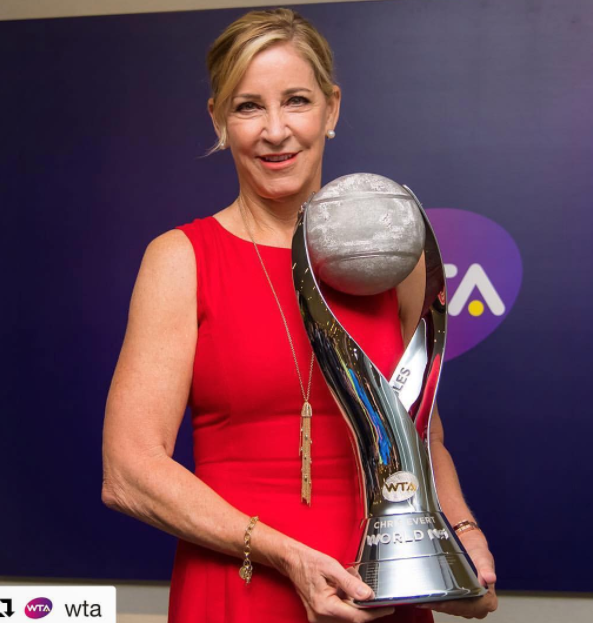 Chris Evert with her Trophy