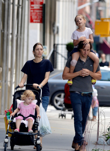 Sofia Coppola with her husband and their kids