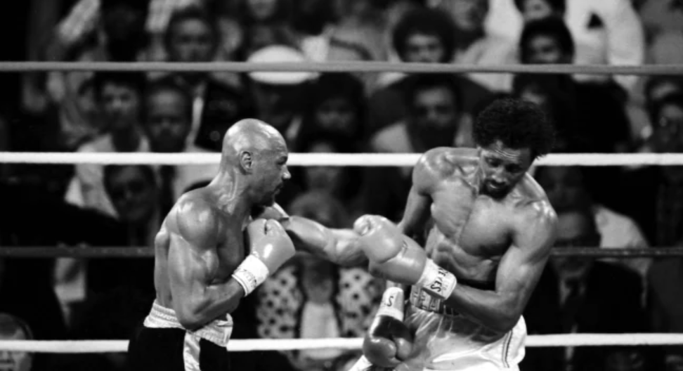 Marvin Hagler fighting against against Thomas Hearns