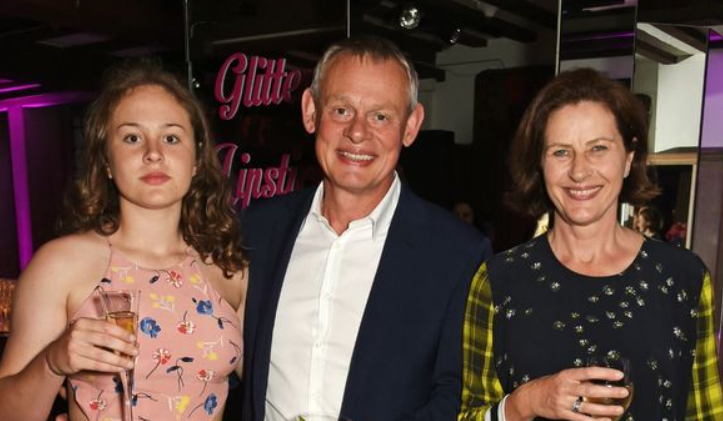 Philippa Braithwaite and her spouse, Martin Clunes and their daughter, Emily
