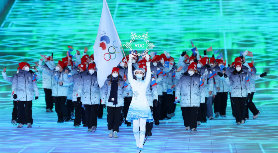 Russian athletes are competing under the banner of the Russian Olympic Committee, or ROC