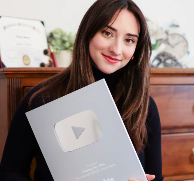 Abigail Shapiro with Silver YouTube Play Button