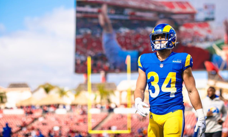 Jake Funk is playing for the Los Angeles Rams of the National Football League (NFL)