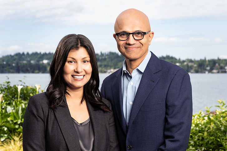 Satya Nadella and his wife, Anupama