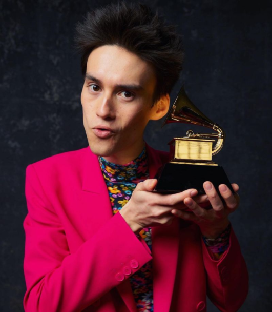 Jacob Collier with his Grammy Award