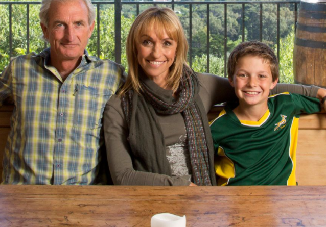 Michaela Strachan with her partner and their son