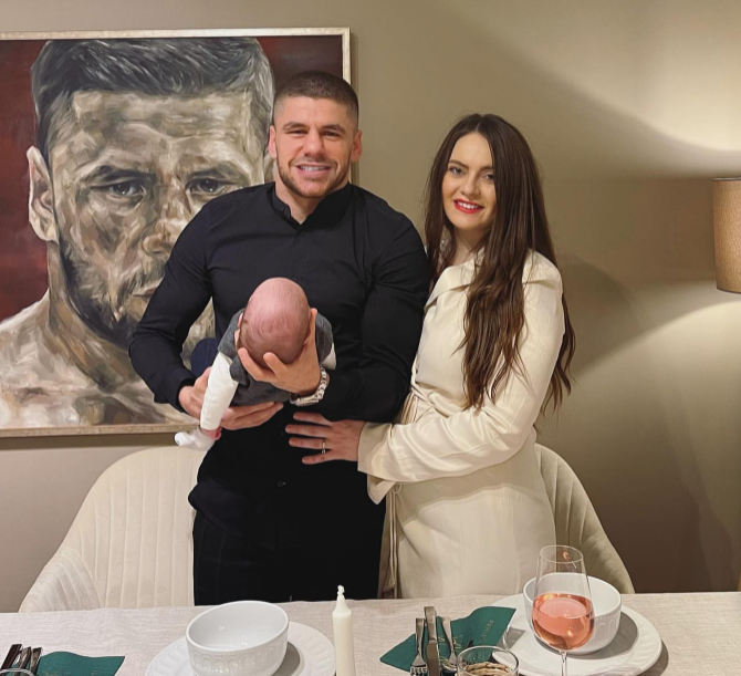 Florian Marku with his fiance and their first baby