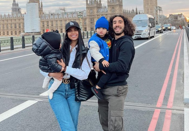 Marc Cucurella with his girlfriend and their sons