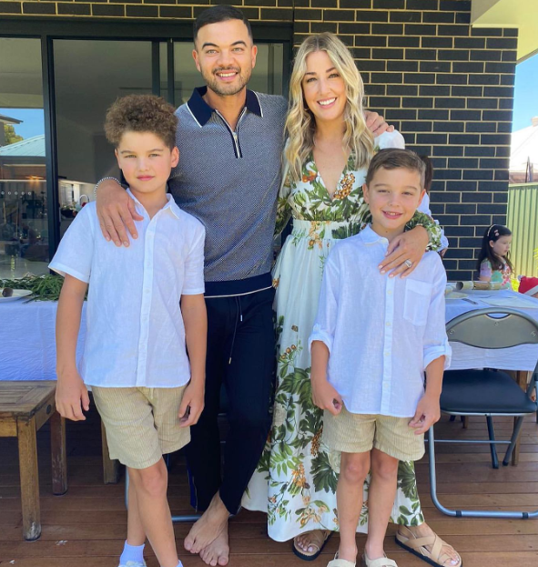 Guy Sebastian with his wife and their sons