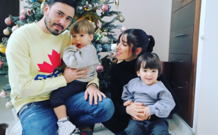 Davide Ancelotti with his wife, and their sons