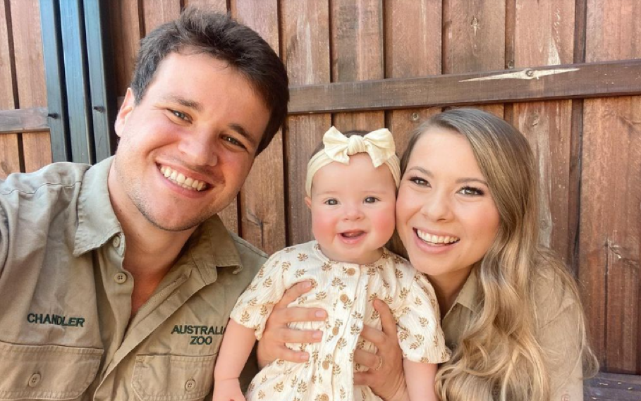 Chandler with his wife and daughter