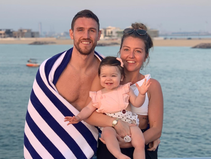 Callum Smith with his girlfriend and their baby