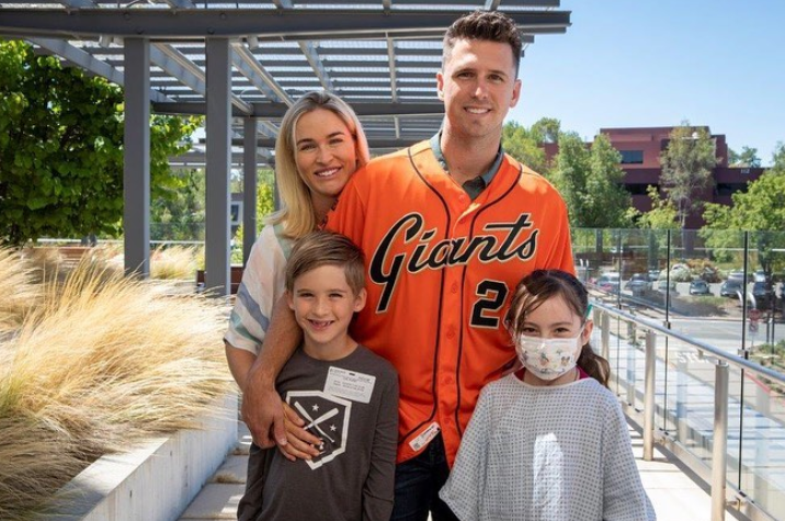 Buster Posey with his wife, Kristen and their children - a son, Lee and a daughter, Addison
