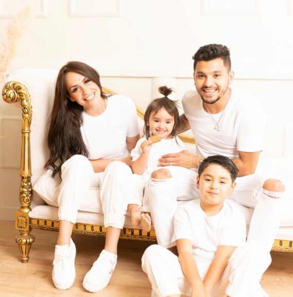 Jesus Manuel Corona with his wife and their kids