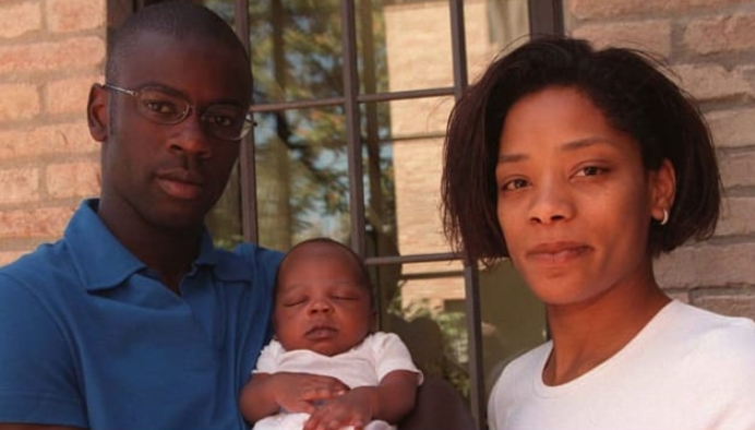 Marcus Thuram with his mum and dad when he was a baby