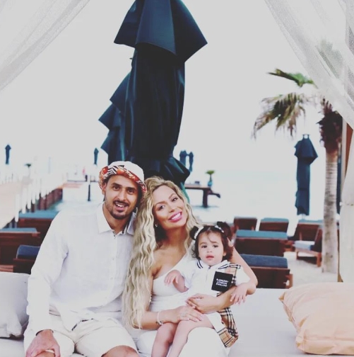 Nacer Chadli with his girlfriend and daughter